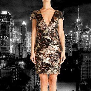 DRESS the POPULATION Dress Bronze Velvet Sequin